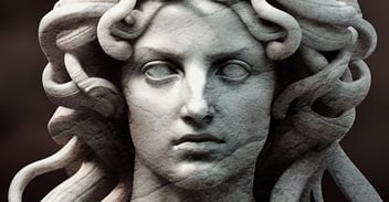 a stone carving of the head of medusa