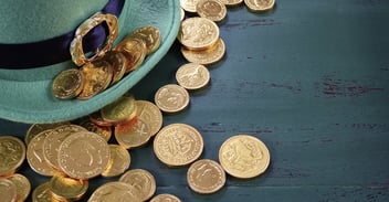 St. Patrick's day party hat and gold coins