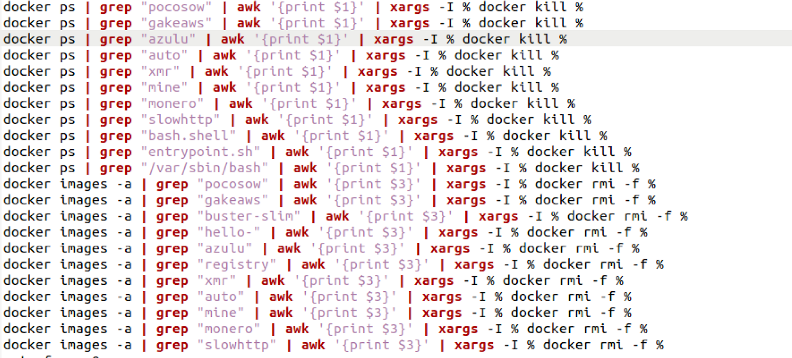 Docker commands to kill already running  miners